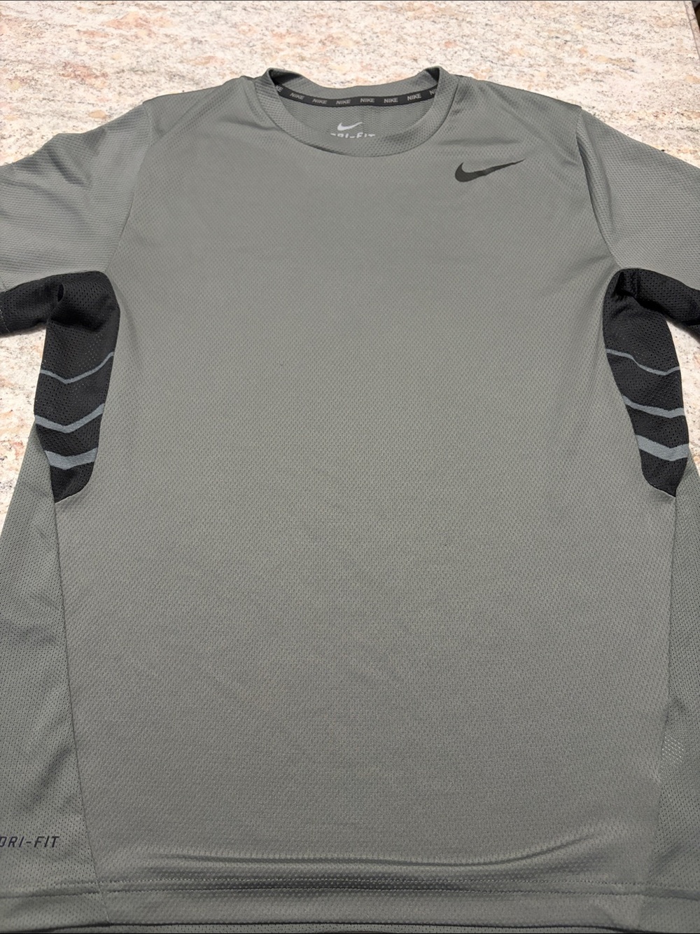 Nike Gray Long Sleeve Dri-FIT Training Top with Black Accents